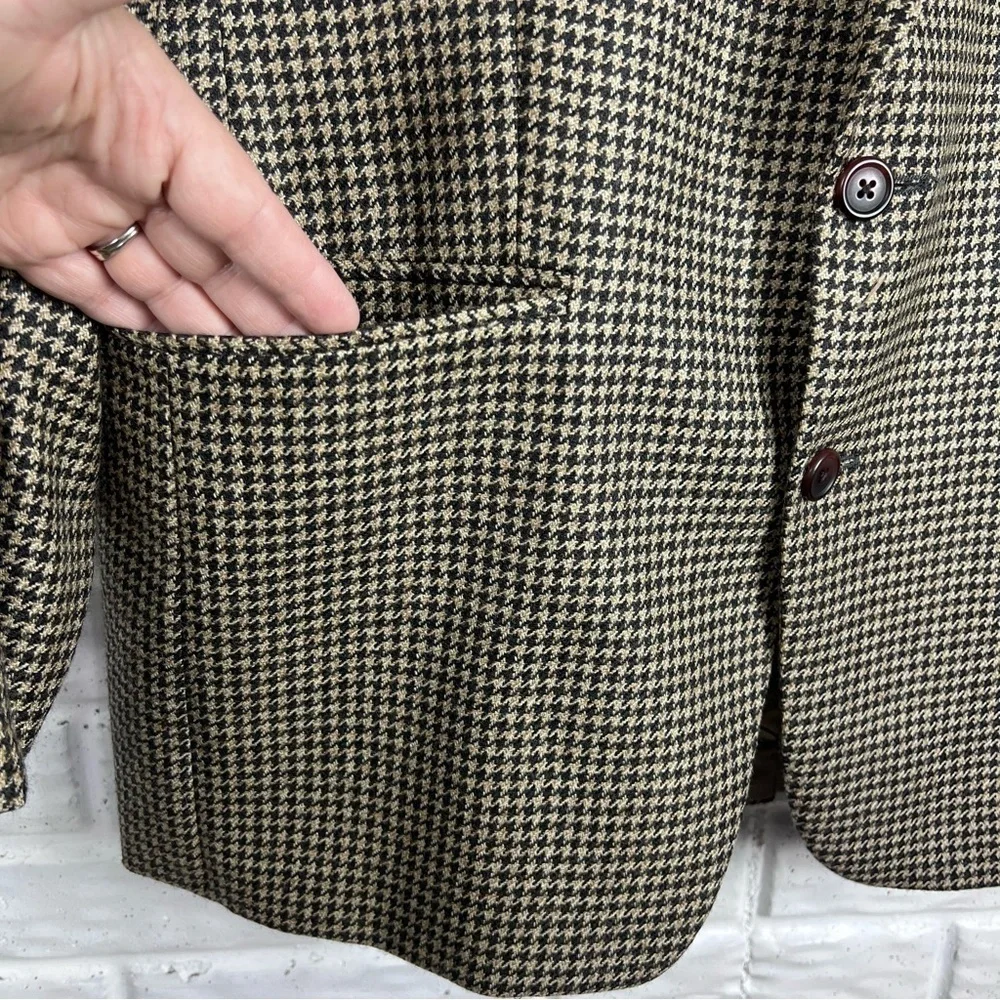 CHAPS Ralph Lauren Black & Tan Houndstooth Pure New Wool Men’s Blazer 42S